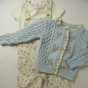 ZARA Toddler Floral Overalls & Cardigan Set, Size 2-3 Years